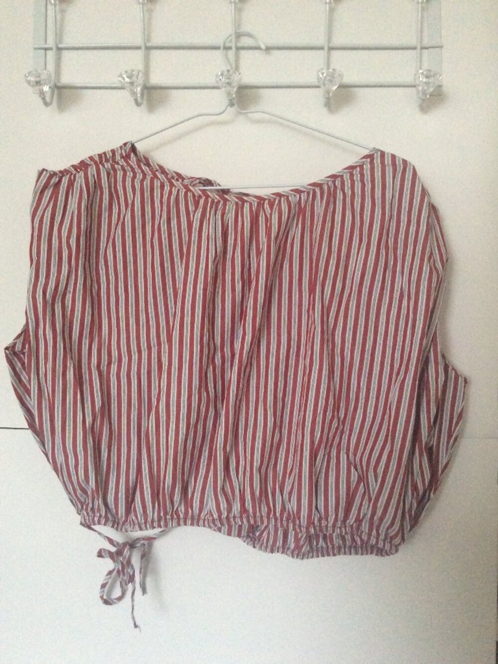 Zara Striped Poplin Crop Top Large